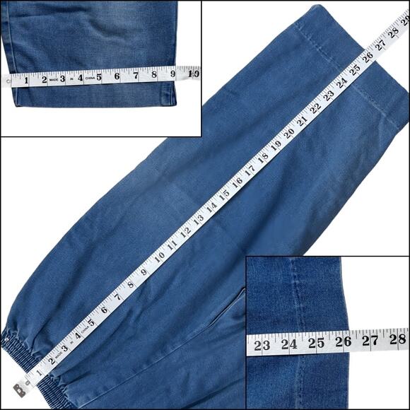 Alfred Dunner Blue Denim Elastic Waist Pull On Capri Jeans Pockets 10 Petite - Picture 11 of 11